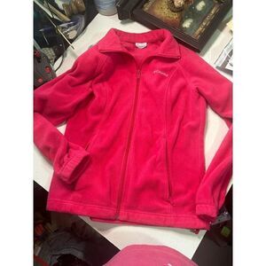Women’s Columbia Pink Sweatshirt Fleece Jacket Size Small Zip Up